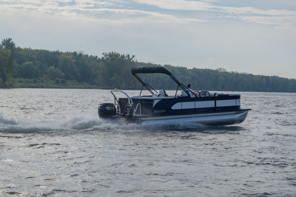 blue and white 2026 pontoon