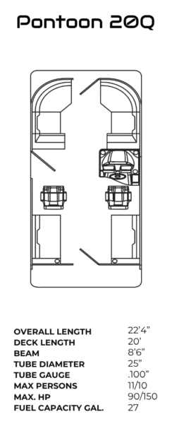 Layout of the reign marine pontoon 20Q