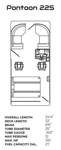 Layout of the reign marine pontoon 22S