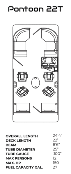Layout of the reign marine pontoon 22T