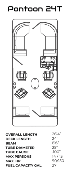 Layout of the reign marine pontoon 24T