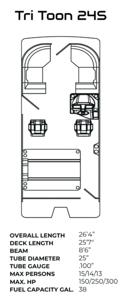 Layout of the reign marine tri toon 24S